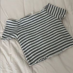 Off the shoulder striped tee